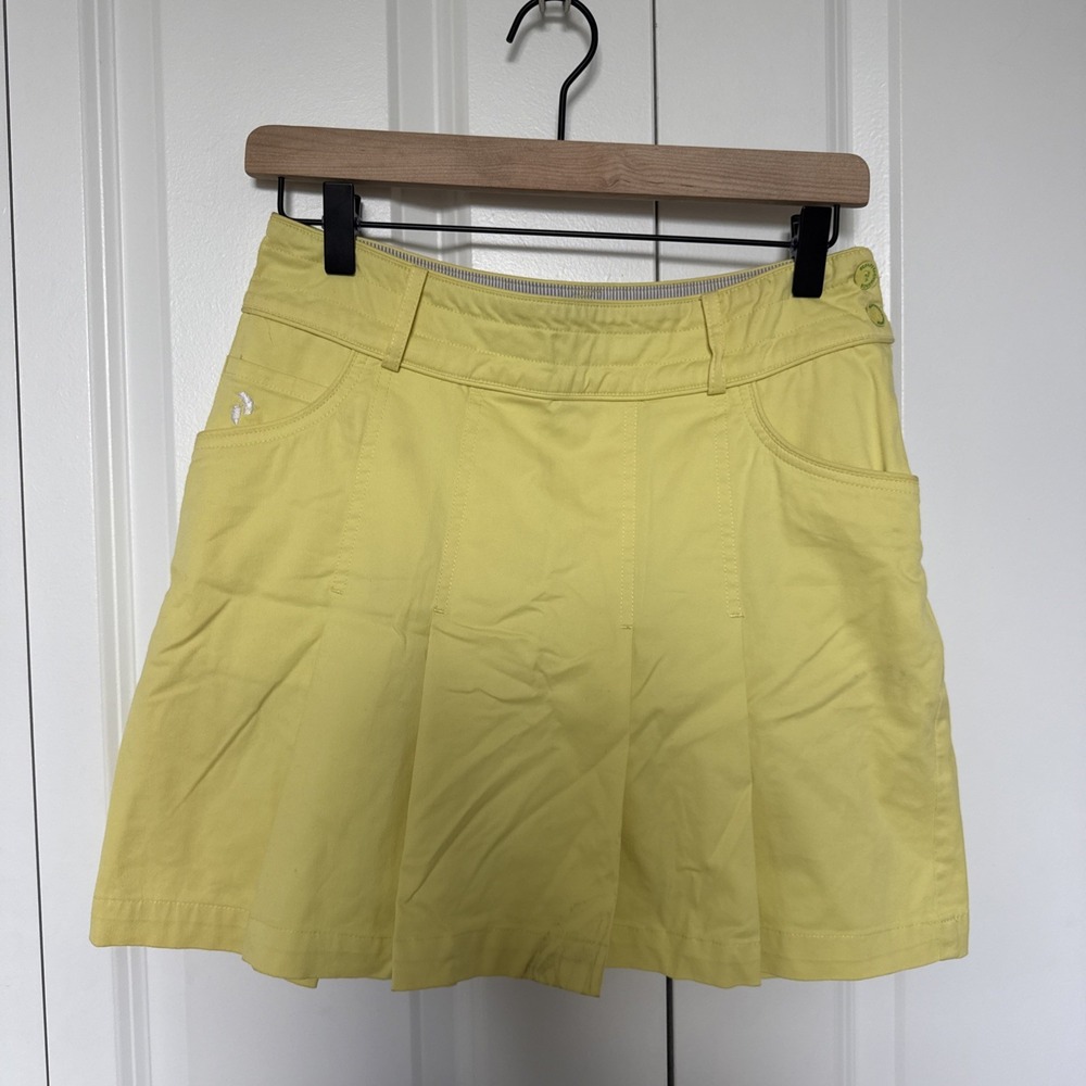 Peak Performance Women Yellow Pleated Golf Skort Size XS Side Zip Activewear